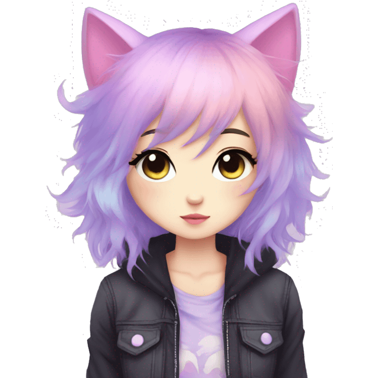 Cute Edgy Pastel Gradient Beautiful Anime Emo CatLady emoji