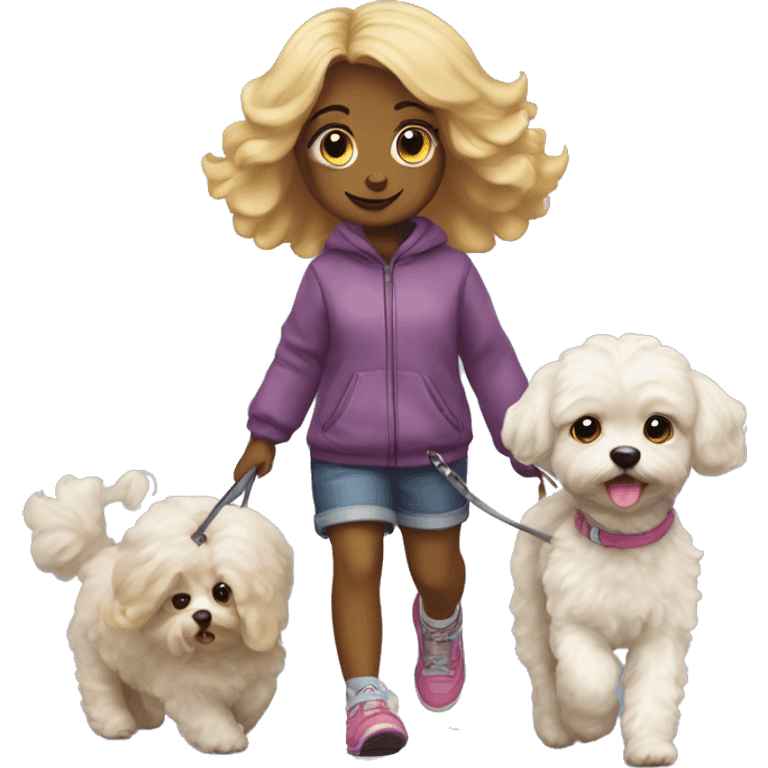 Girl walking a Maltipoo emoji