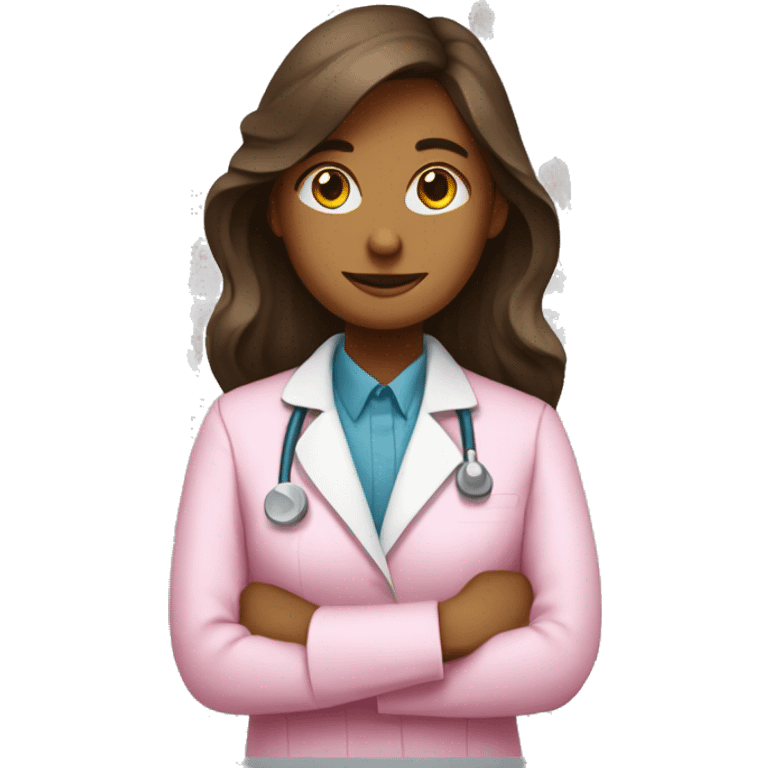 brown long hair female chemist wearing pink lab coat emoji