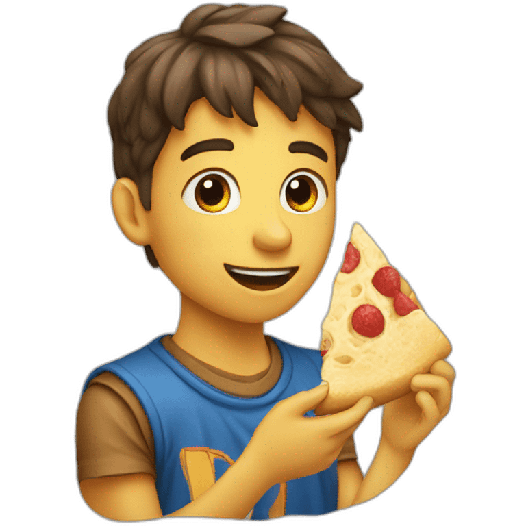 Young man eating a camenbert emoji