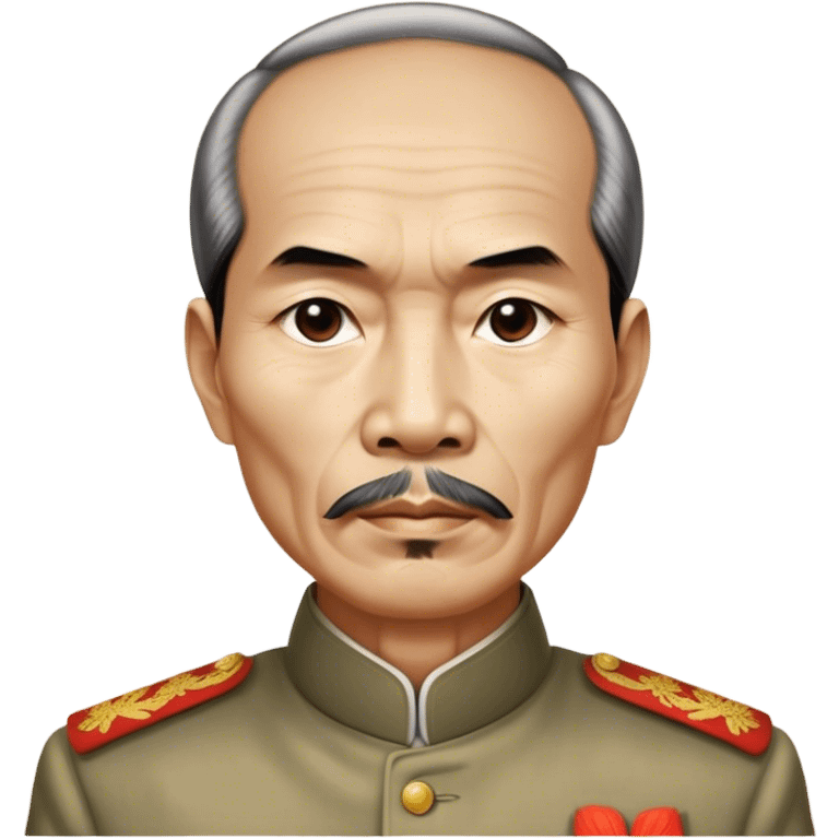 Cinematic Realistic Ho Chi Minh Portrait Emoji, depicted as a determined revolutionary leader in traditional attire with a humble expression, rendered with lifelike textures and soft natural lighting that captures his enduring legacy. emoji