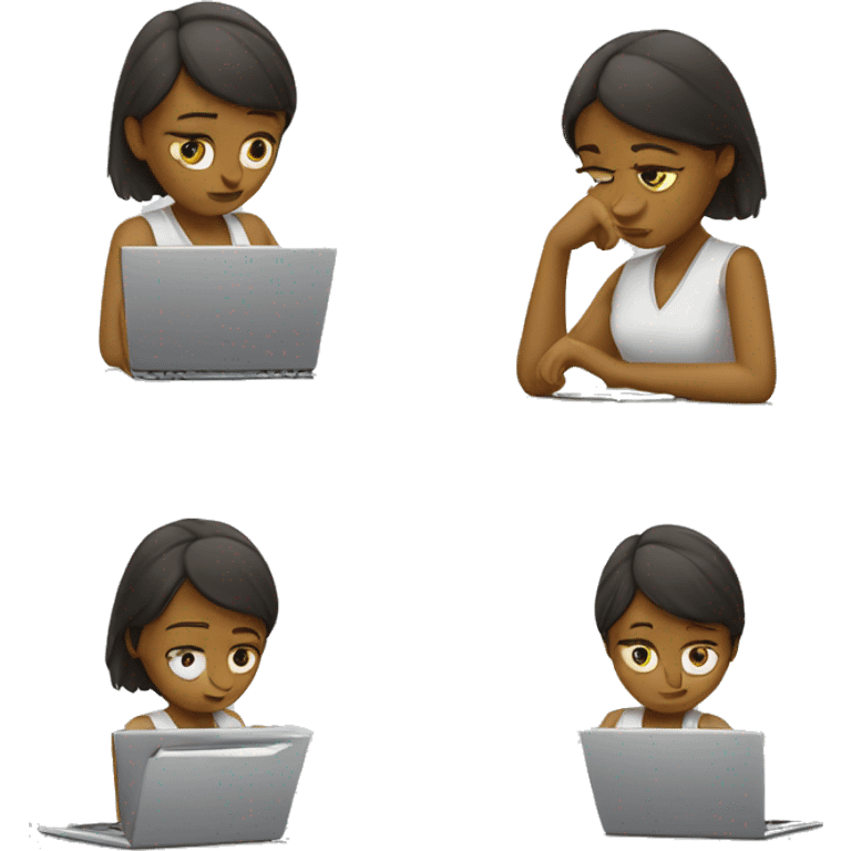 Girl working with notebook is stressed emoji