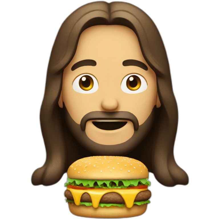 Jésus eating burger emoji