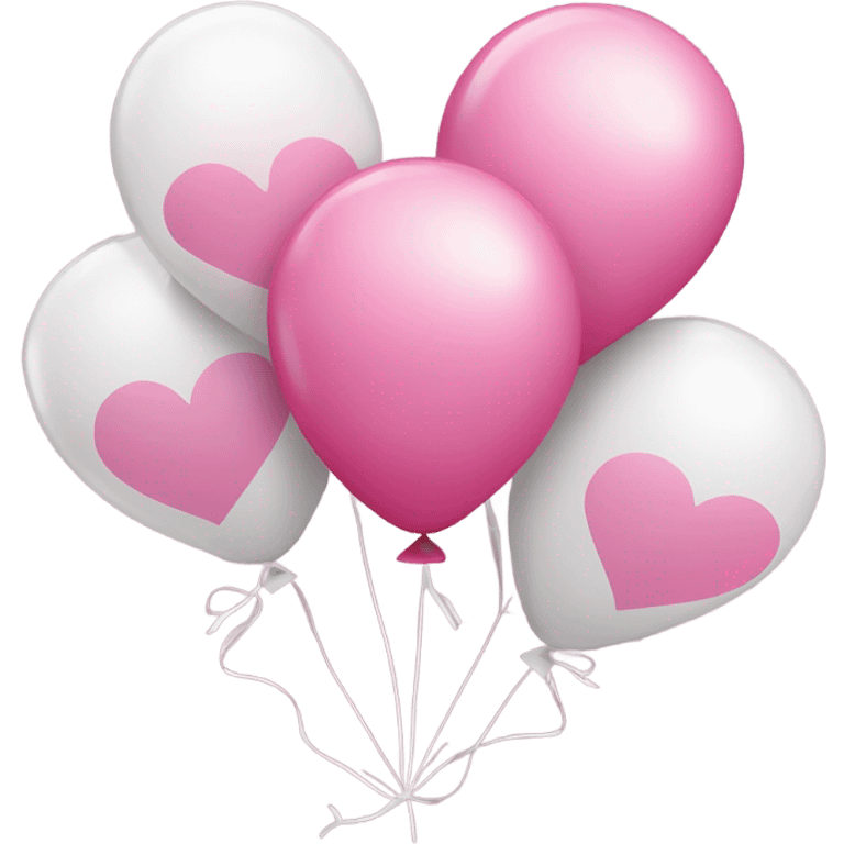 Corazón rosa y globos blancos emoji