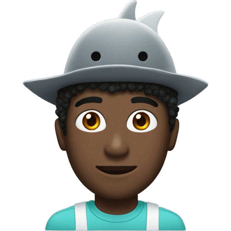 gay black man with with a shark hat emoji