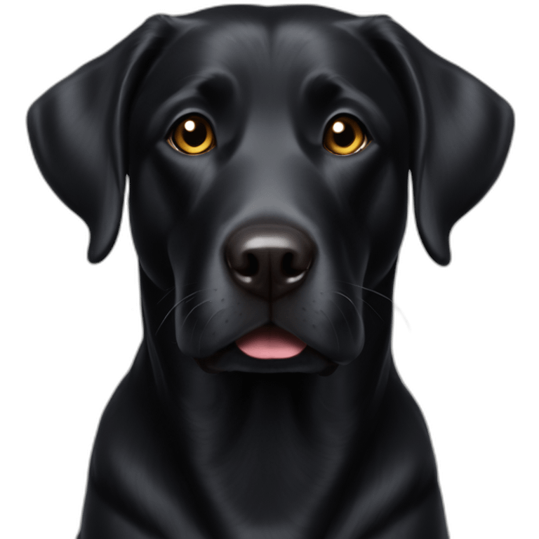 Senior Black lab round head tiny eyes small tongue emoji