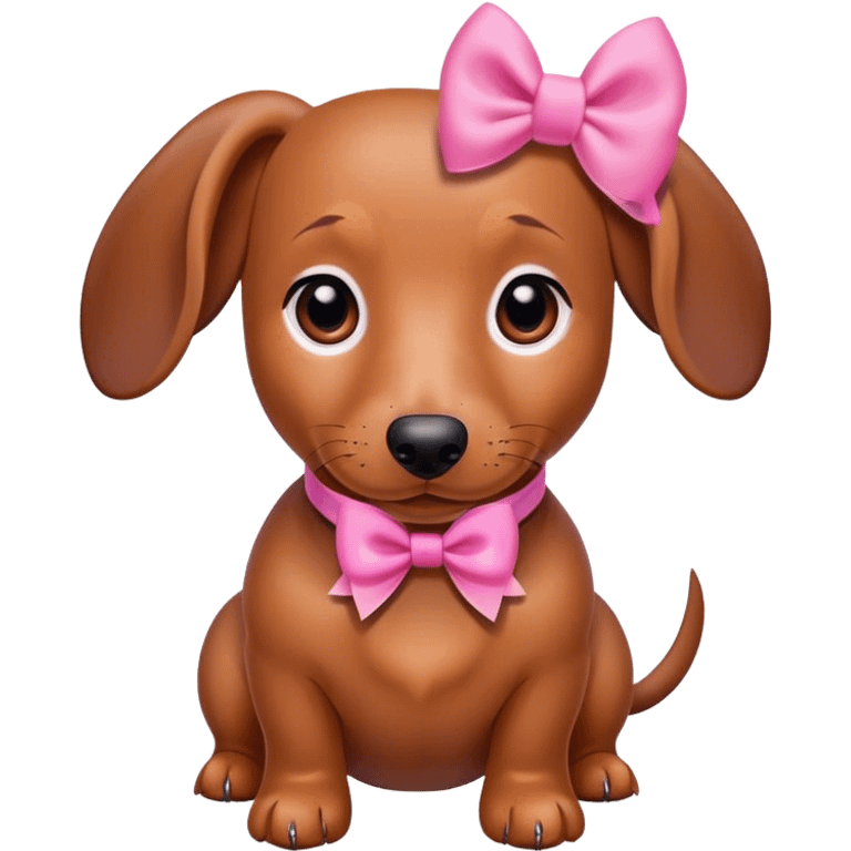 Wiener dog with a pink bow emoji