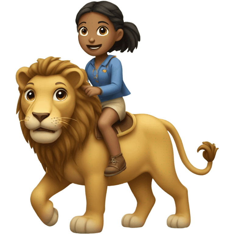 Girl with pigtails riding a lion ￼ emoji