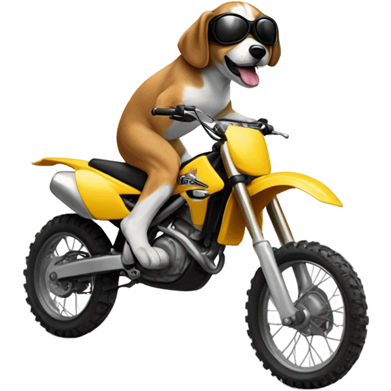 Dog riding a dirtbike emoji