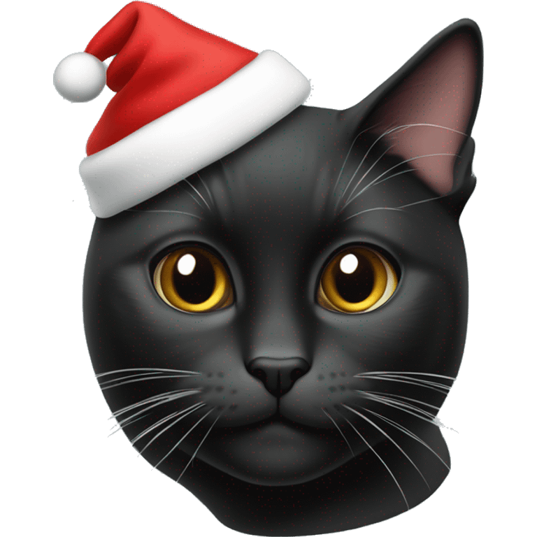 Schwarze Katze mit WEihnachtsmütze emoji