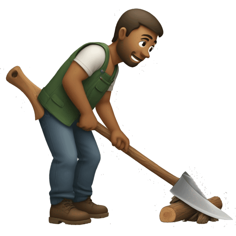 man CUTTING TREE WITH AXE emoji