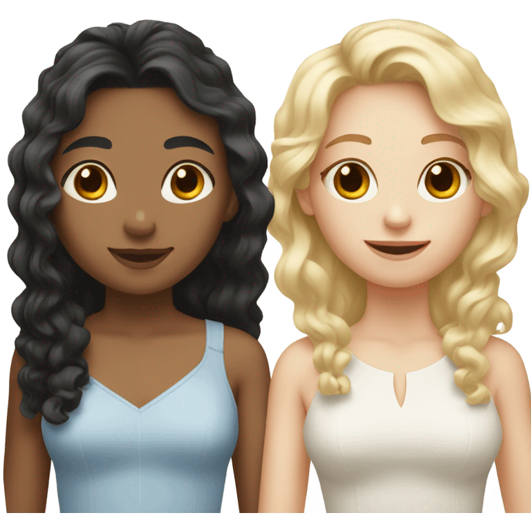 Three girls: two with black hair , one with blond curly hair. All three have pale skin emoji