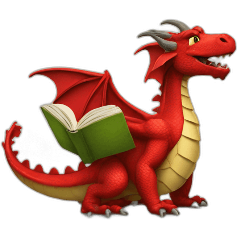 welsh dragon reading book emoji