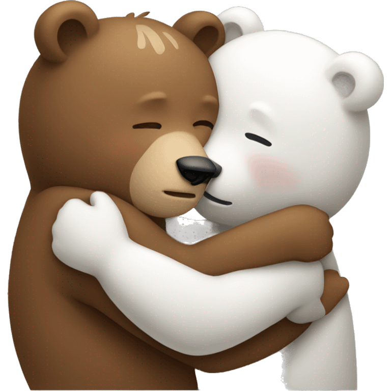 White and brown bear hugging emoji