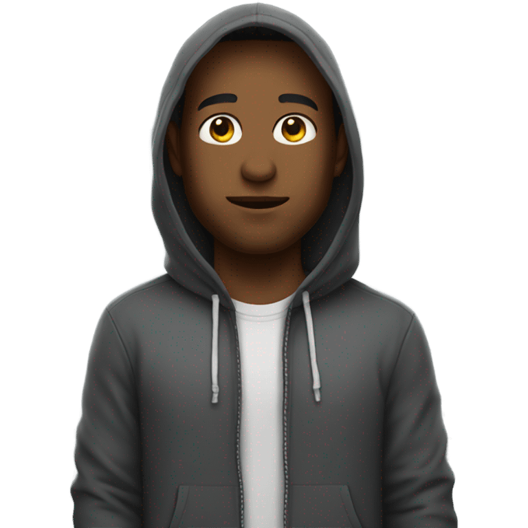 Man with hoodie and  emoji