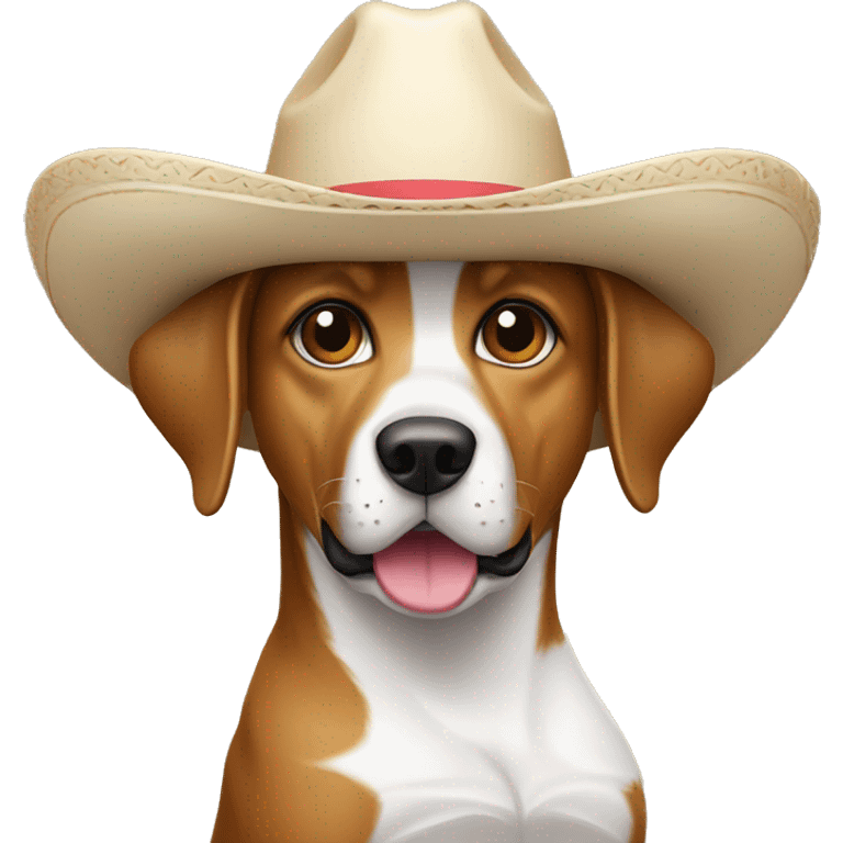 Perro cafe y blanco con sombrero baquero emoji