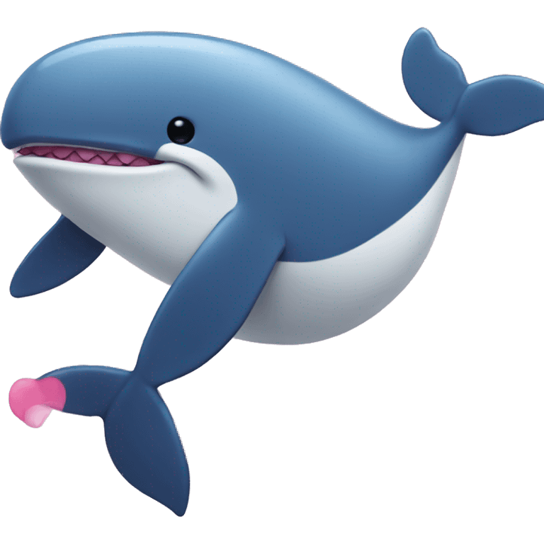 Whale with pink lipstick on mouth emoji