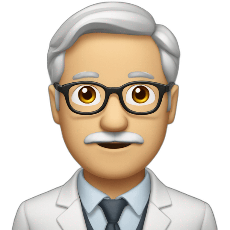 Profesor universitario, barba, 57 años, lentes, juvenil emoji