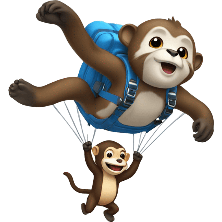 Otter and monkey skydive emoji