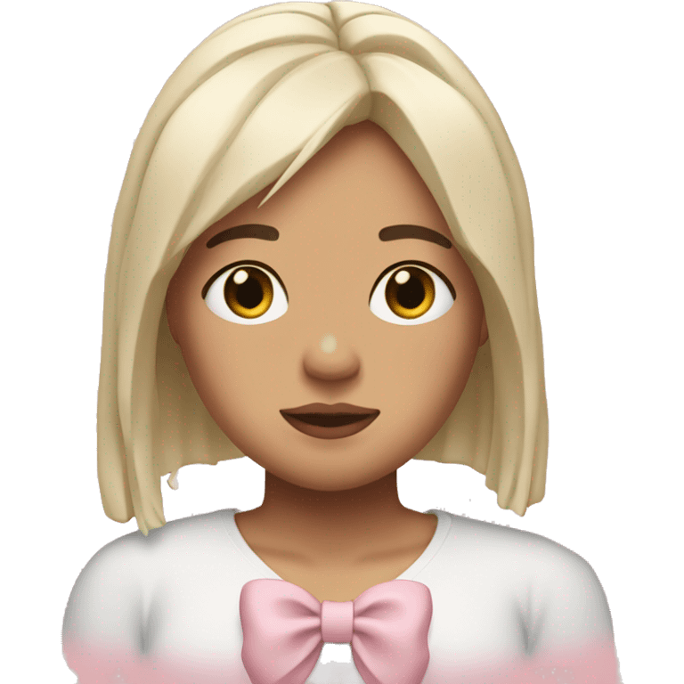 Billie eilish with a light pink bow on her head emoji