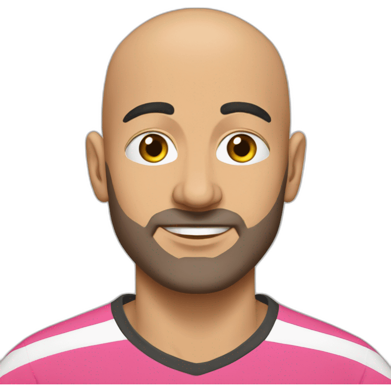 Bald Lebanese agile coach with pink tshirt emoji