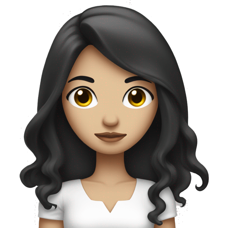 girl with long black hair covering her face, in a white dress emoji