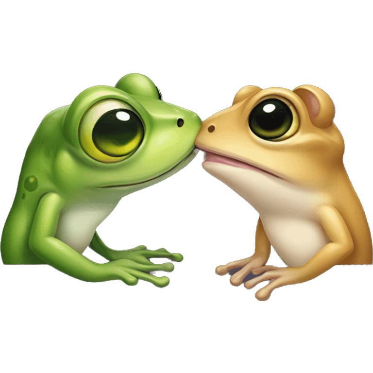 Frog kissing mouse on the lips emoji