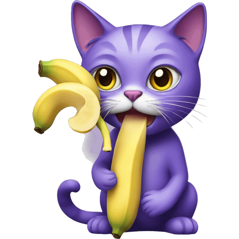 Purple cat eating banana emoji