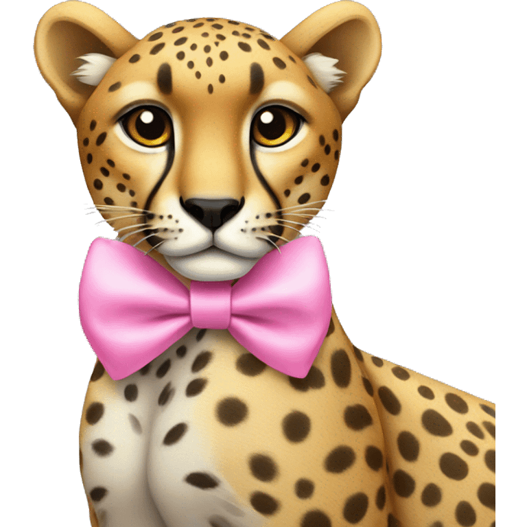 Cheetah wearing a pink bow emoji