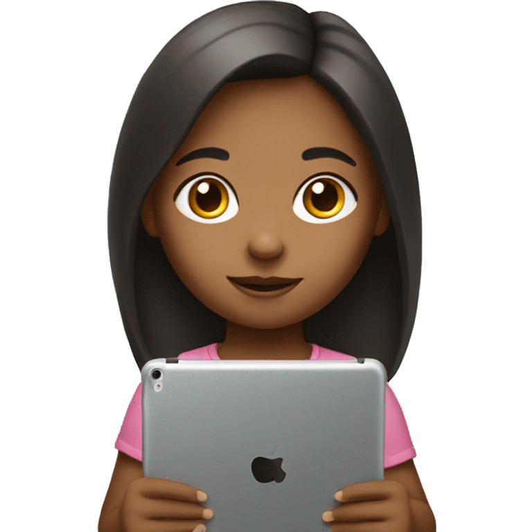 Small girl with ipad  emoji