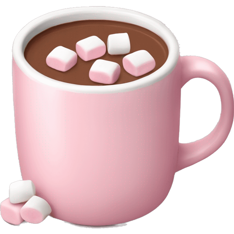 Light Pink mug of hot chocolate with marshmallows  emoji