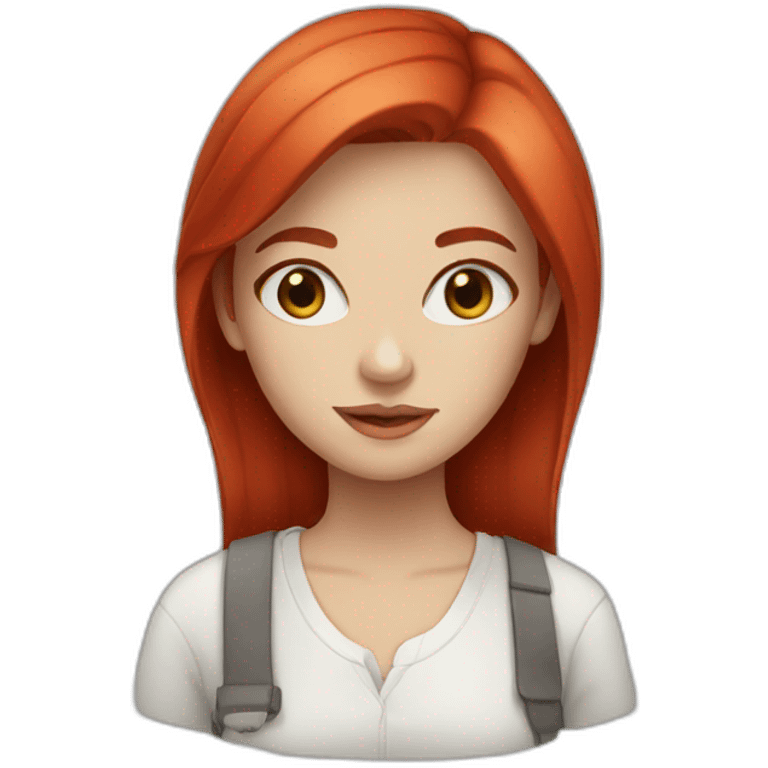 Girl artist with red head and blue eyes emoji