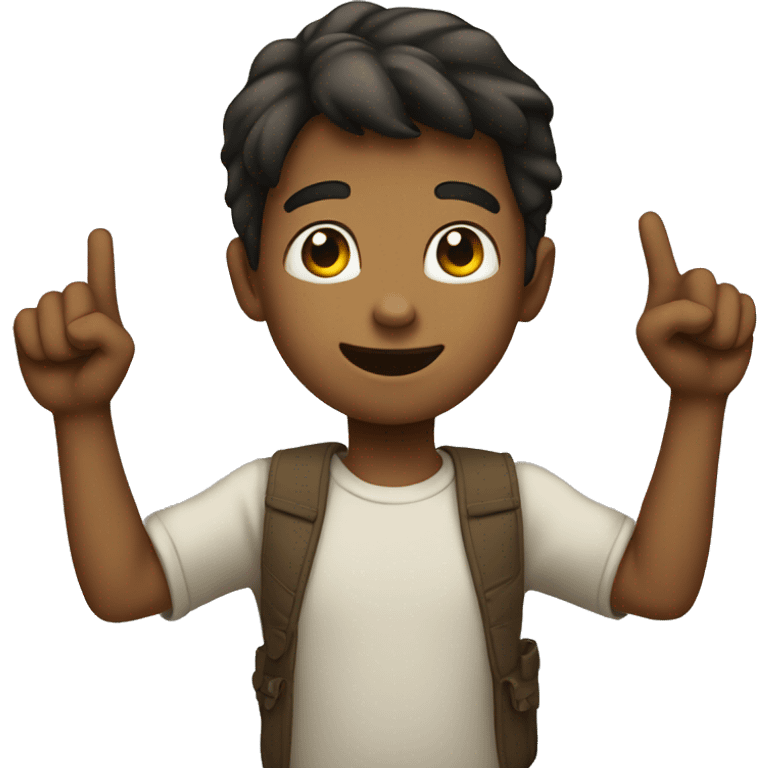 boy pointing up, from behind emoji