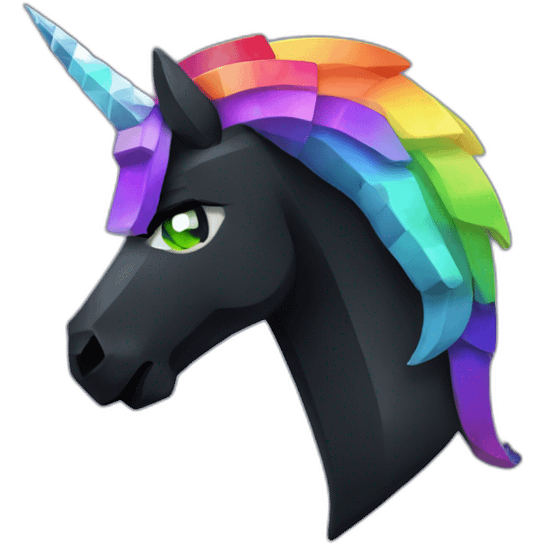 Minecraft Rainbow Black Unicorn Head With Diamond Horn emoji