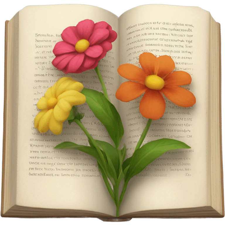 realistic flowers pressing in a book emoji