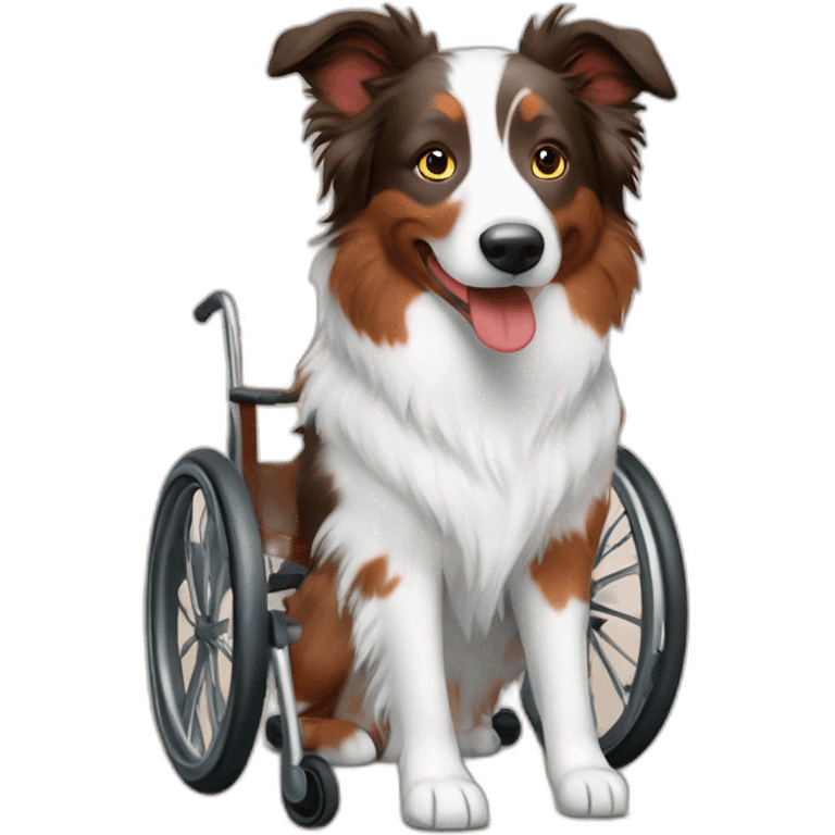 red merle border collie in wheel chair emoji