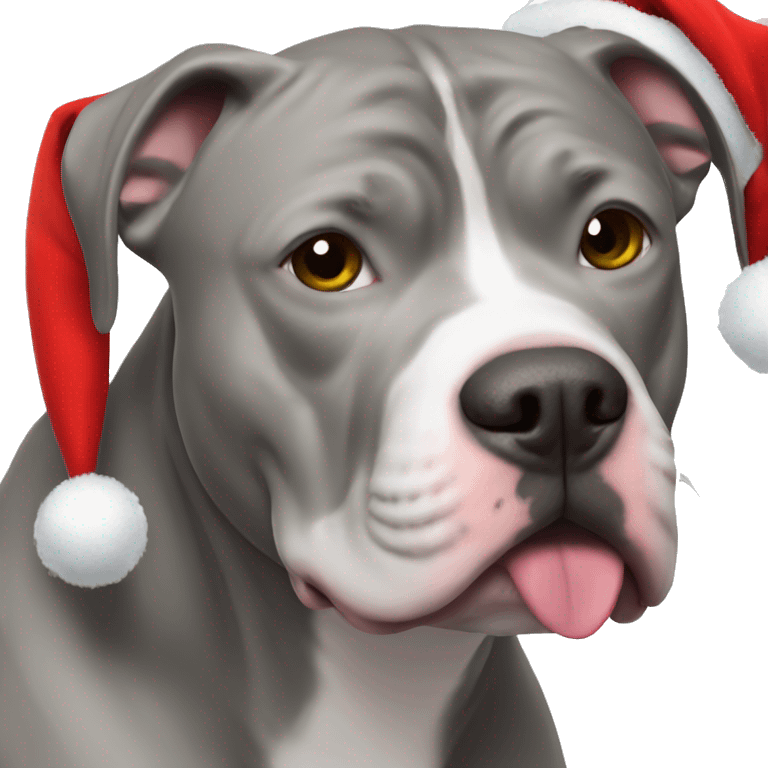 Fully Grey Pitbull with Santa emoji