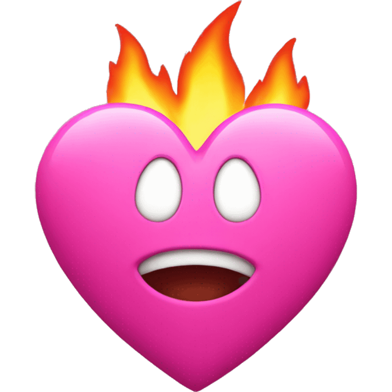 Pink heart with pink fire around it emoji