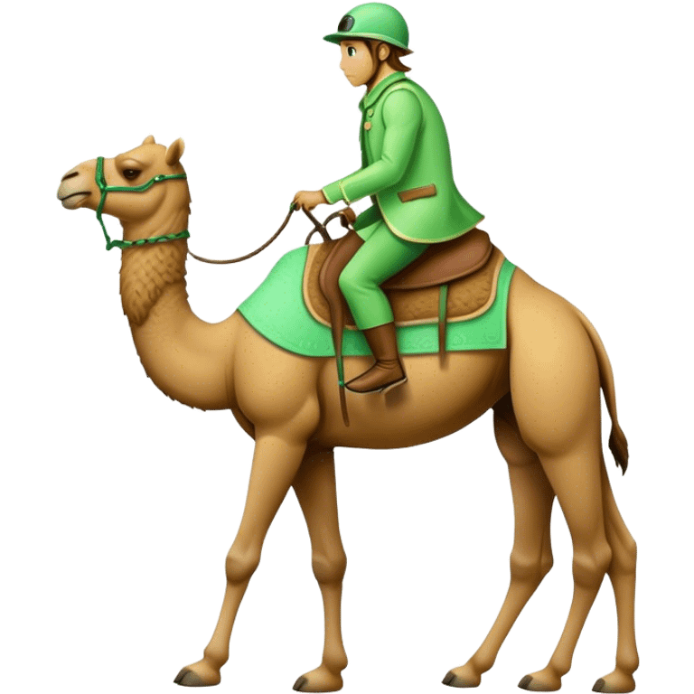 camel green with a rider on top, The fast one  And mint Fresh emoji