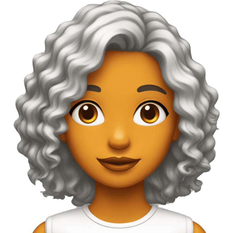 chica con cabello color naranja, cabello rizado, y blanca emoji