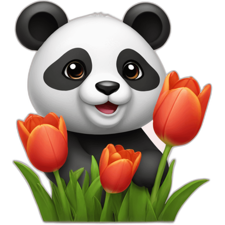 Panda avec des tulipes emoji