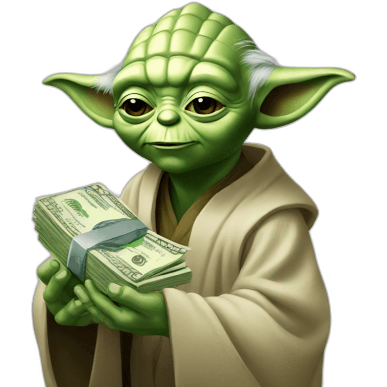 Yoda holds out money emoji