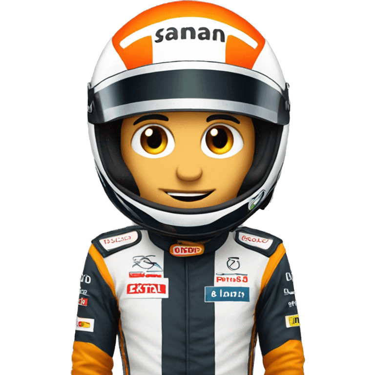 f1 driver in professional helmet stands face is not visible emoji