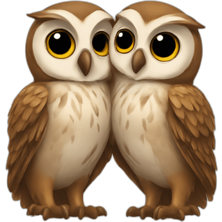 Kissing owls emoji