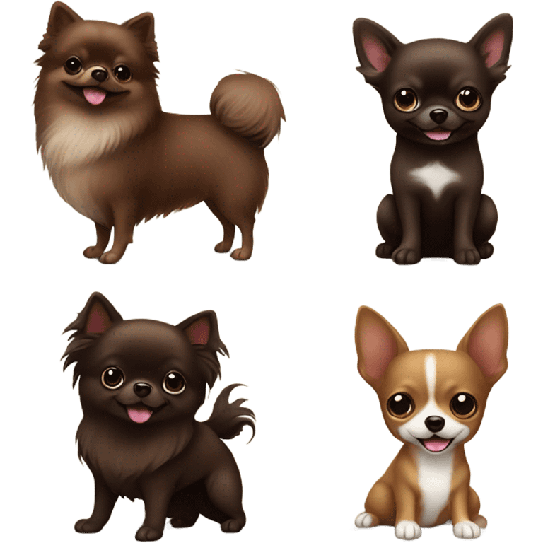 Chocolate Pomeranian and dark brown chihuahua  emoji