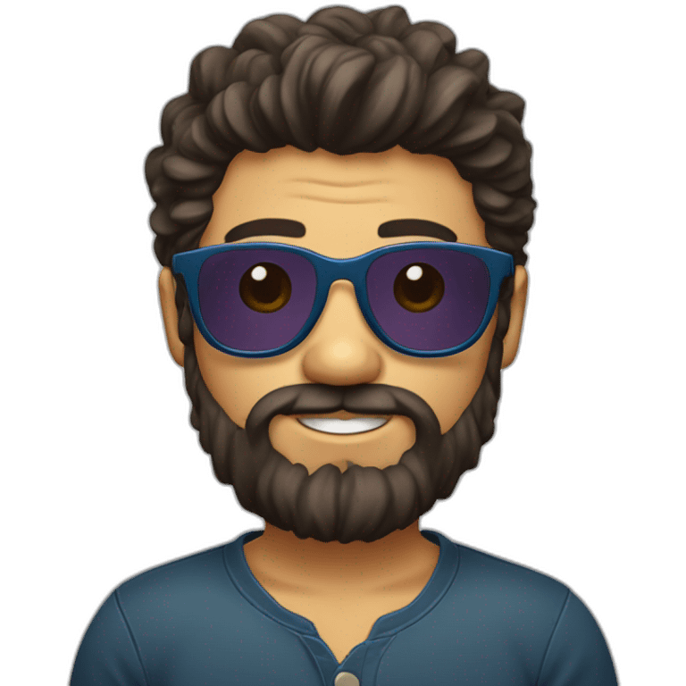 chico con barba y gafas pelo rizado emoji