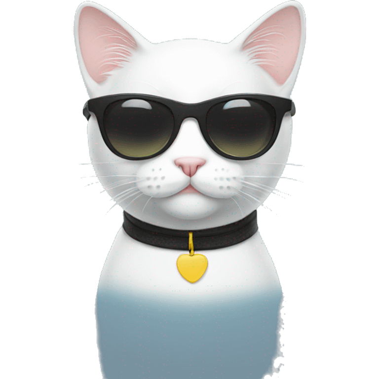 White cat with sunglasses  emoji