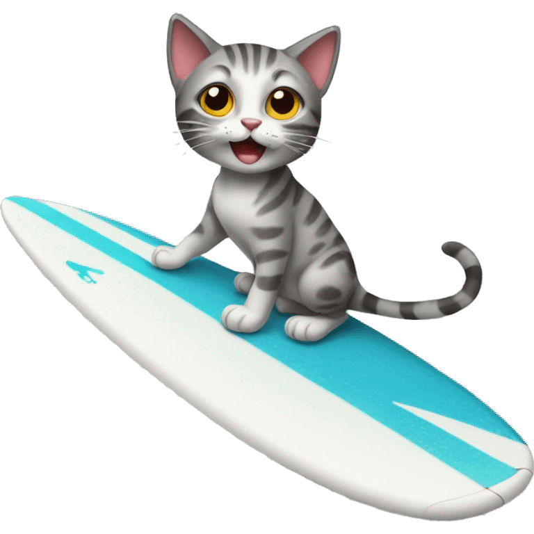 Cat riding surf board emoji