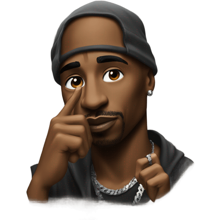 Tupac shakur with finger emoji