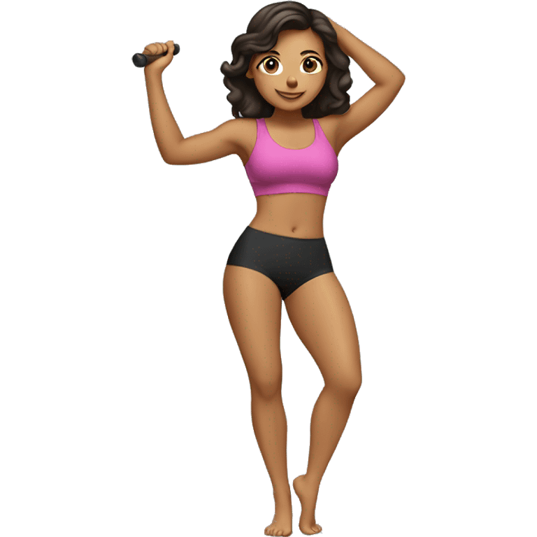 Hispanic woman doing pole fitness  emoji